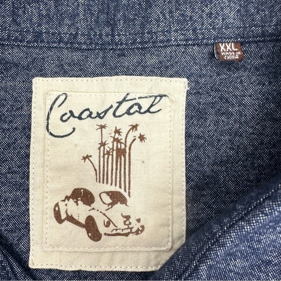 Coastal Clothing Men's XXL Navy Blue Cotton Button Down Shirt - Picture 7 of 11